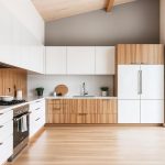 کابینت های گلاس سفید و طرح چوب